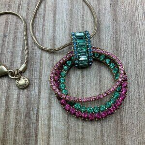 J. Crew Interlocking Pave Crystal Gold Tone Necklace